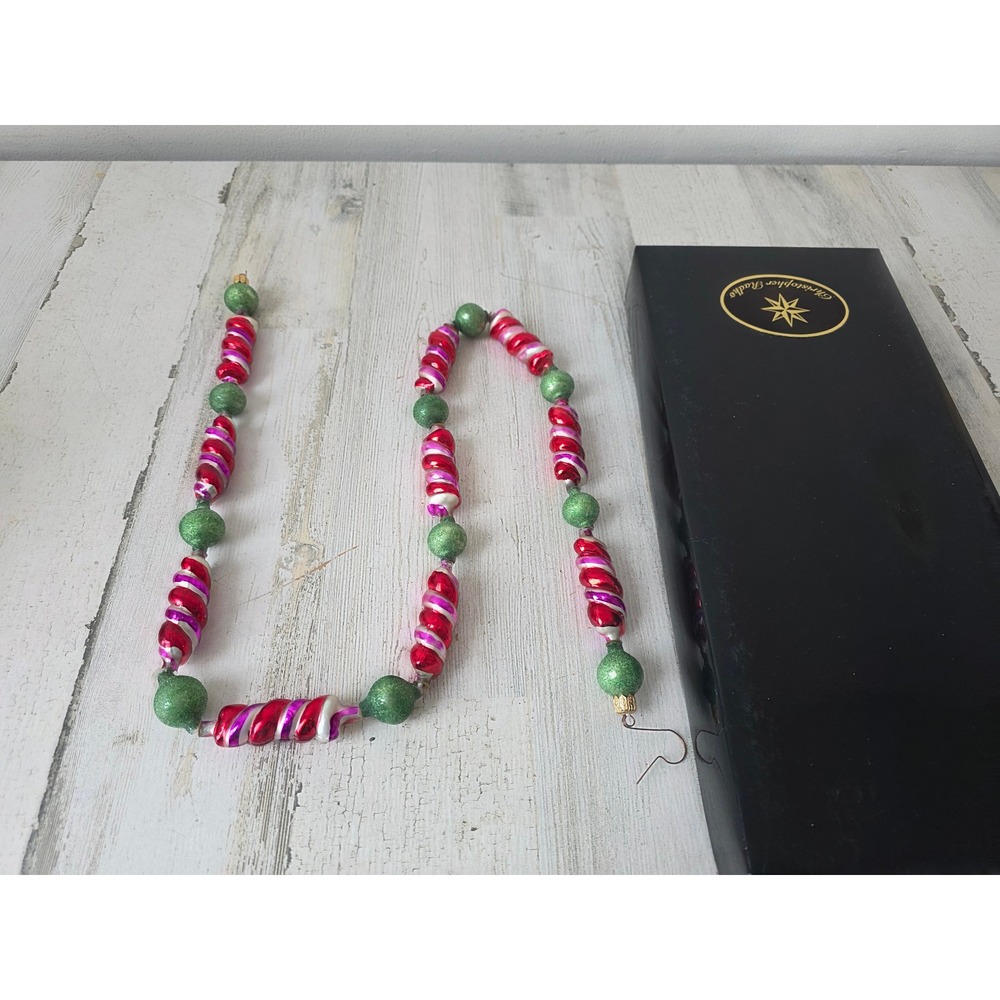 Vintage radko peppermint Garland candy red green glitter Xmas tree‎ actual